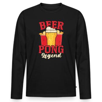 Beer Pong Legend Alcohol Drinking Game Beer Pong - Men's Premium Organic Long Sleeve Shirt - black - Front - Nico (187cm)