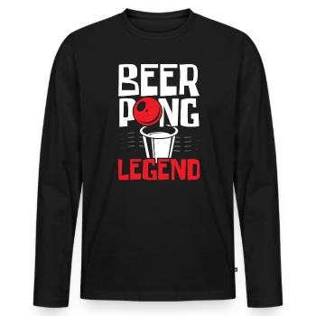 Beer Pong Legend Alcohol Drinking Game Beer Pong - Men's Premium Organic Long Sleeve Shirt - black - Front - Nico (187cm)