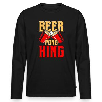 Beer Pong King Alcool Jeu à boire Beer Pong - T-shirt manches longues Premium bio Homme - noir - Devant - Nico (187cm)