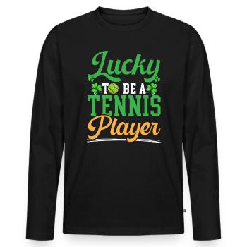 Chanceux d’être un joueur de tennis Fête de la Saint-Patrick - T-shirt manches longues Premium bio Homme - noir - Devant - Nico (187cm)