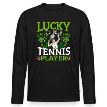 Glück, ein Tennisspieler zu sein St. Patrick's Day - Männer Premium Bio Langarmshirt - Schwarz - Vorne - Nico (187cm)