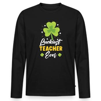 Glücklichster Lehrer aller Zeiten St. Patrick's Saint Pattys - Männer Premium Bio Langarmshirt - Schwarz - Vorne - Nico (187cm)