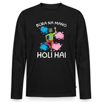 Bura Na Mano Holi Hai Hindu Buddhist Holi Festival - T-shirt manches longues Premium bio Homme - noir - Devant - Nico (187cm)