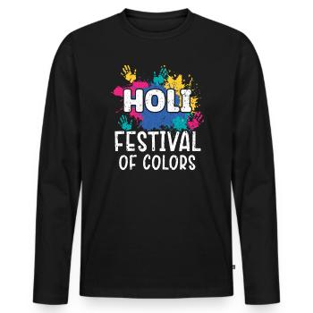 Radha Krishna Hindouisme Hindu Holi Festival - T-shirt manches longues Premium bio Homme - noir - Devant - Nico (187cm)