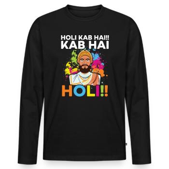 Radha Krishna Hindouisme Hindu Holi Festival - T-shirt manches longues Premium bio Homme - noir - Devant - Nico (187cm)