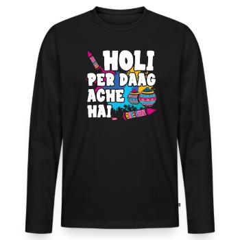 Radha Krishna Hinduismus Hindu Holi Festival - Männer Premium Bio Langarmshirt - Schwarz - Vorne - Nico (187cm)