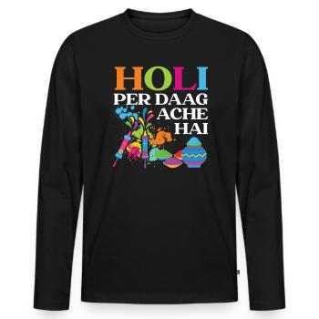 Radha Krishna Hinduismus Hindu Holi Festival - Männer Premium Bio Langarmshirt - Schwarz - Vorne - Nico (187cm)
