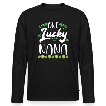 Ein glücklicher Nana Oma Granny St. Patricks Tag - Männer Premium Bio Langarmshirt - Schwarz - Vorne - Nico (187cm)