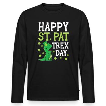 Happy St. Pat Trex Day Saint Patrick Dinosaurier - Männer Premium Bio Langarmshirt - Schwarz - Vorne - Nico (187cm)