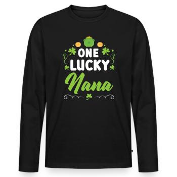 Ein glücklicher Nana Oma Granny St. Patricks Tag - Männer Premium Bio Langarmshirt - Schwarz - Vorne - Nico (187cm)
