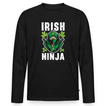 Irischer Ninja-Liebhaber St. Patricks Day Kleeblatt - Männer Premium Bio Langarmshirt - Schwarz - Vorne - Nico (187cm)