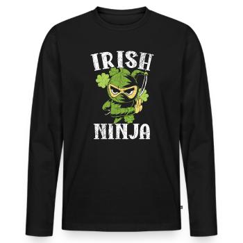 Ninja irlandais Amant St. Patrick Day Shamrock - T-shirt manches longues Premium bio Homme - noir - Devant - Nico (187cm)