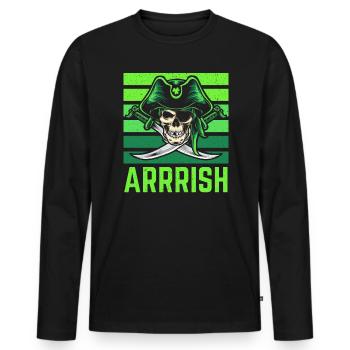 Shenanigan St. Patricks Day Irischer Pirat Kleeblatt - Männer Premium Bio Langarmshirt - Schwarz - Vorne - Nico (187cm)