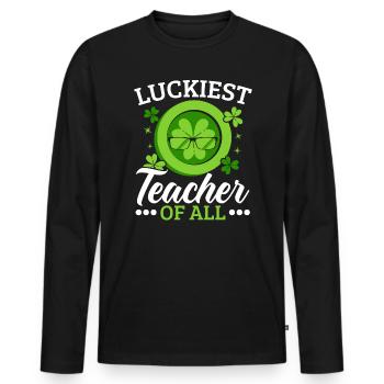 L’enseignant le plus chanceux de toute la Saint-Patrick - T-shirt manches longues Premium bio Homme - noir - Devant - Nico (187cm)