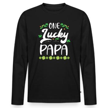 Un papa chanceux papa irlandais, le père de la Saint-Patrick - T-shirt manches longues Premium bio Homme - noir - Devant - Nico (187cm)