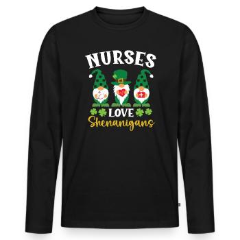 Les infirmières adorent les manigances de la Saint-Patrick irlandaise - T-shirt manches longues Premium bio Homme - noir - Devant - Nico (187cm)