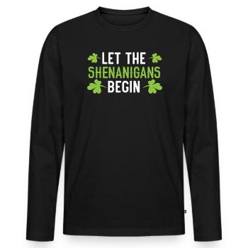Lassen Sie die Shenanigans beginnen St. Patricks Day Irish - Männer Premium Bio Langarmshirt - Schwarz - Vorne - Nico (187cm)