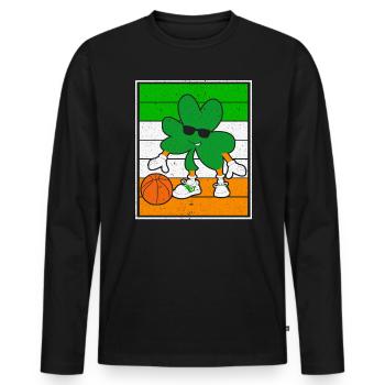 Basketball Player St. Patrick's Day Irish Pride - Men's Premium Organic Long Sleeve Shirt - black - Front - Nico (187cm)