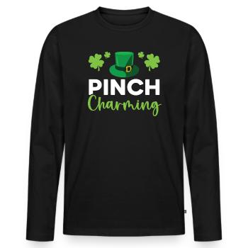 Pinch Charming Shamrock St. Patricks Day Irish - Men's Premium Organic Long Sleeve Shirt - black - Front - Nico (187cm)