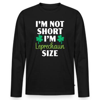 Je ne suis pas petit je suis lutin Taille Saint-Patrick - T-shirt manches longues Premium bio Homme - noir - Devant - Nico (187cm)