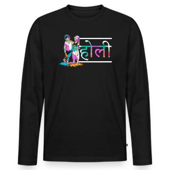 Radha Krishna Hinduismus Hindu Holi Festival - Männer Premium Bio Langarmshirt - Schwarz - Vorne - Nico (187cm)