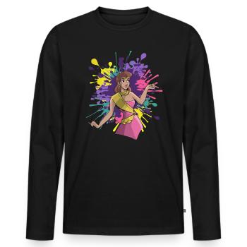Radha Krishna Hindouisme Hindu Holi Festival - T-shirt manches longues Premium bio Homme - noir - Devant - Nico (187cm)