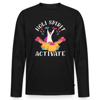 Holi Spirit Activate Hindu Buddhist Holi Festival - T-shirt manches longues Premium bio Homme - noir - Devant - Nico (187cm)