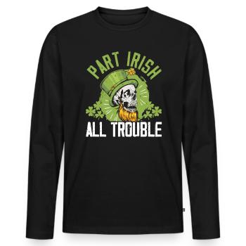 Teil Irish All Trouble Shamrock St. Patricks Day - Männer Premium Bio Langarmshirt - Schwarz - Vorne - Nico (187cm)