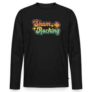 Shamrocking Shamrock St. Patricks Day Irish Pride - Men's Premium Organic Long Sleeve Shirt - black - Front - Nico (187cm)