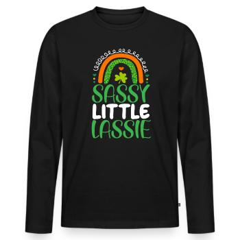 Sassy Little Lassie St. Patricks Day Irish Pride - Männer Premium Bio Langarmshirt - Schwarz - Vorne - Nico (187cm)