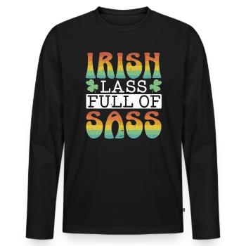 Irlandais plein de Sass Shamrock Saint-Patrick - T-shirt manches longues Premium bio Homme - noir - Devant - Nico (187cm)
