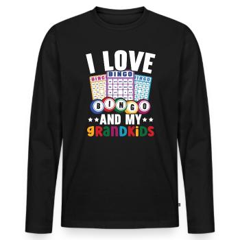 J’adore le bingo et mes petits-enfants Casino Bingo Grand-mère - T-shirt manches longues Premium bio Homme - noir - Devant - Nico (187cm)