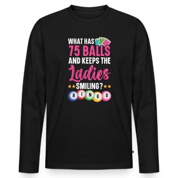 Qu’est-ce qui a 75 balles et garde les dames souriantes - T-shirt manches longues Premium bio Homme - noir - Devant - Nico (187cm)