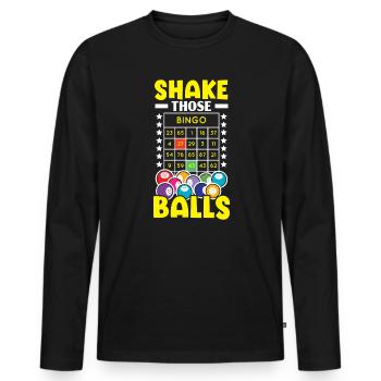 Secouer ces boules de bingo Jeu de bingo Joueur de bingo - T-shirt manches longues Premium bio Homme - noir - Devant - Nico (187cm)