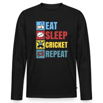 Manger dormir Cricket Répéter joueur de cricket Cricket - T-shirt manches longues Premium bio Homme - noir - Devant - Nico (187cm)