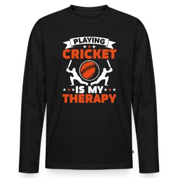 Jouer au cricket est mon joueur de cricket de thérapie - T-shirt manches longues Premium bio Homme - noir - Devant - Nico (187cm)