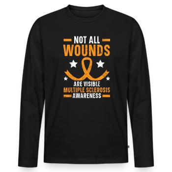 Nicht alle Wunden sind sichtbar Multiple Sklerose - Männer Premium Bio Langarmshirt - Schwarz - Vorne - Nico (187cm)
