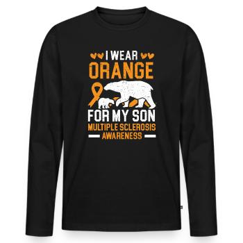 I Wear Orange For My Son Multiple Sclerosis - Men's Premium Organic Long Sleeve Shirt - black - Front - Nico (187cm)