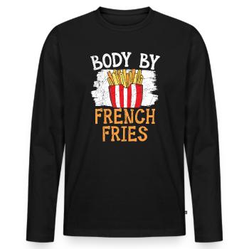 Body By French Fries Eater Foodie Potato Lover - Men's Premium Organic Long Sleeve Shirt - black - Front - Nico (187cm)