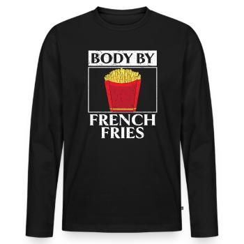 Body By Français Fries Eater Foodie Potato Lover - T-shirt manches longues Premium bio Homme - noir - Devant - Nico (187cm)