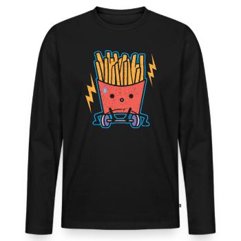 Frites Mangeur Foodie Potato Lover Français Frites - T-shirt manches longues Premium bio Homme - noir - Devant - Nico (187cm)