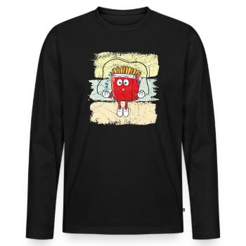 Frites Mangeur Foodie Potato Lover Français Frites - T-shirt manches longues Premium bio Homme - noir - Devant - Nico (187cm)