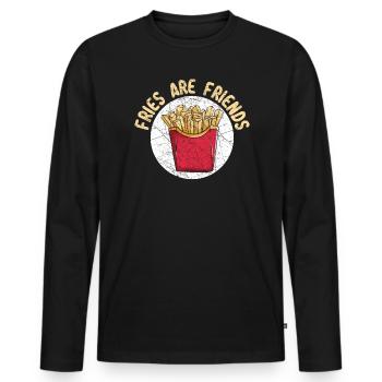 Les frites sont des amis Amoureux de la pomme de terre Fête des pères - T-shirt manches longues Premium bio Homme - noir - Devant - Nico (187cm)
