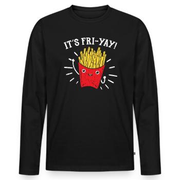 It's Fri-Yay Fries Eater Foodie Potato Lover - Men's Premium Organic Long Sleeve Shirt - black - Front - Nico (187cm)