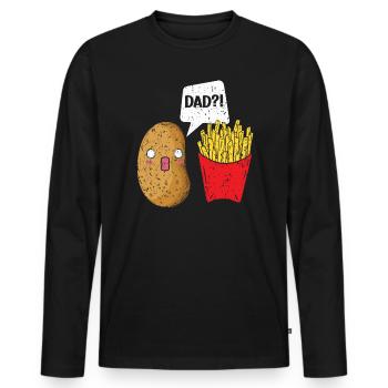 Fries Eater Foodie Potato Lover Fathers Day - Men's Premium Organic Long Sleeve Shirt - black - Front - Nico (187cm)