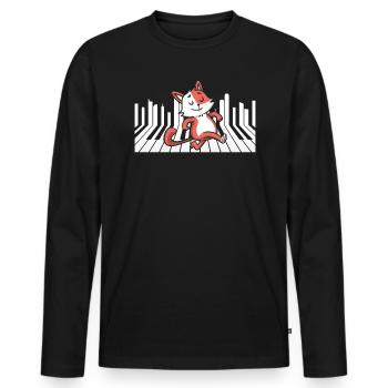 Piano Cat Musician Musical Instrument Pianist - Men's Premium Organic Long Sleeve Shirt - black - Front - Nico (187cm)