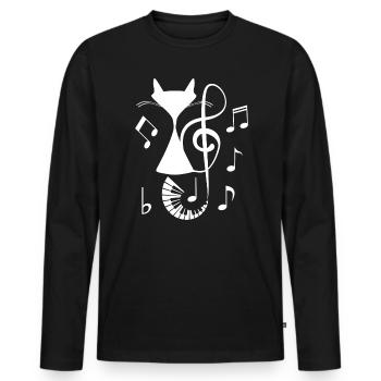 Piano Cat Musician Musical Instrument Pianist - Men's Premium Organic Long Sleeve Shirt - black - Front - Nico (187cm)