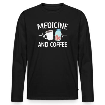 Medicine And Coffee Doctor Hospital Physician - Men's Premium Organic Long Sleeve Shirt - black - Front - Nico (187cm)