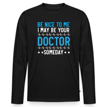 Médecin Médecine Médecine Médecin Soins de santé - T-shirt manches longues Premium bio Homme - noir - Devant - Nico (187cm)