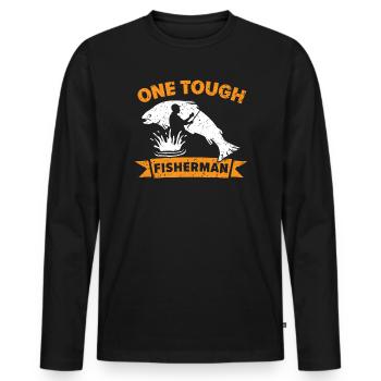 Ein harter Fischer Fischfischer Fischfänger - Männer Premium Bio Langarmshirt - Schwarz - Vorne - Nico (187cm)